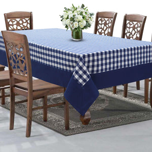 Cotton Gingham Check Blue with Border 8 Seater Table Cloths Pack of 1 freeshipping - Airwill