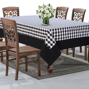 Cotton Gingham Check Black with Border 8 Seater Table Cloth Pack of 1 freeshipping - Airwill
