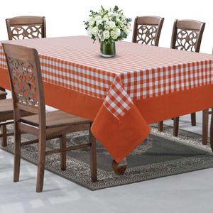 Cotton Gingham Check Orange with Border 8 Seater Table Cloths Pack of 1 freeshipping - Airwill