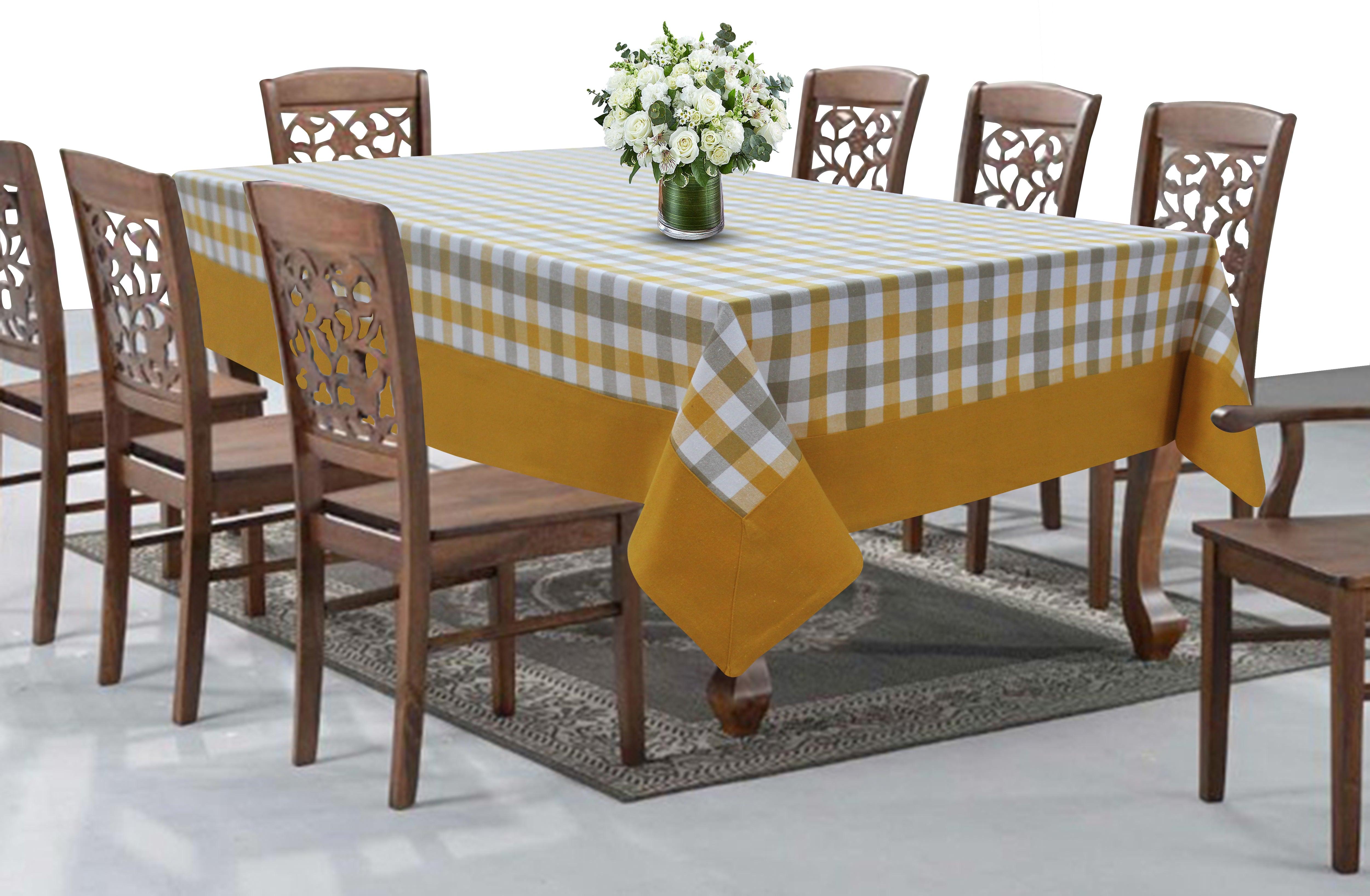 Cotton Lanfranki Check Yellow with Border 8 Seater Table Cloths
