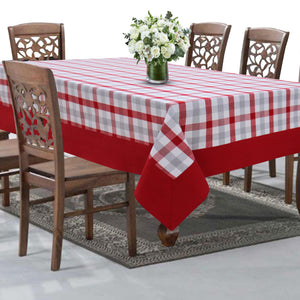 Cotton Lanfranki Check Red with Border 8 Seater Table Cloth Pack of 1 freeshipping - Airwill