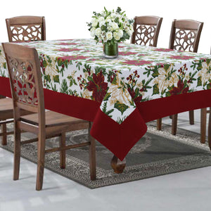 Cotton Maroon Flower with Border 8 Seater Table Cloths Pack of 1 freeshipping - Airwill