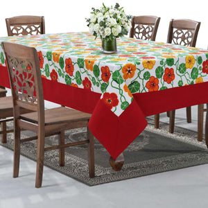 Cotton Green & Orange Flower with Border 8 Seater Table Cloths pack of 1 freeshipping - Airwill