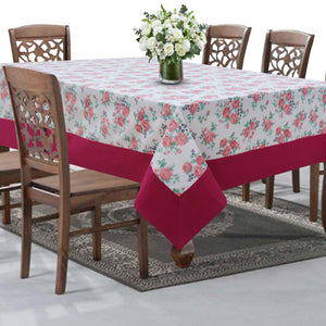 Cotton Small Pink Rose with Border 8 Seater Table Cloths Pack of 1 freeshipping - Airwill