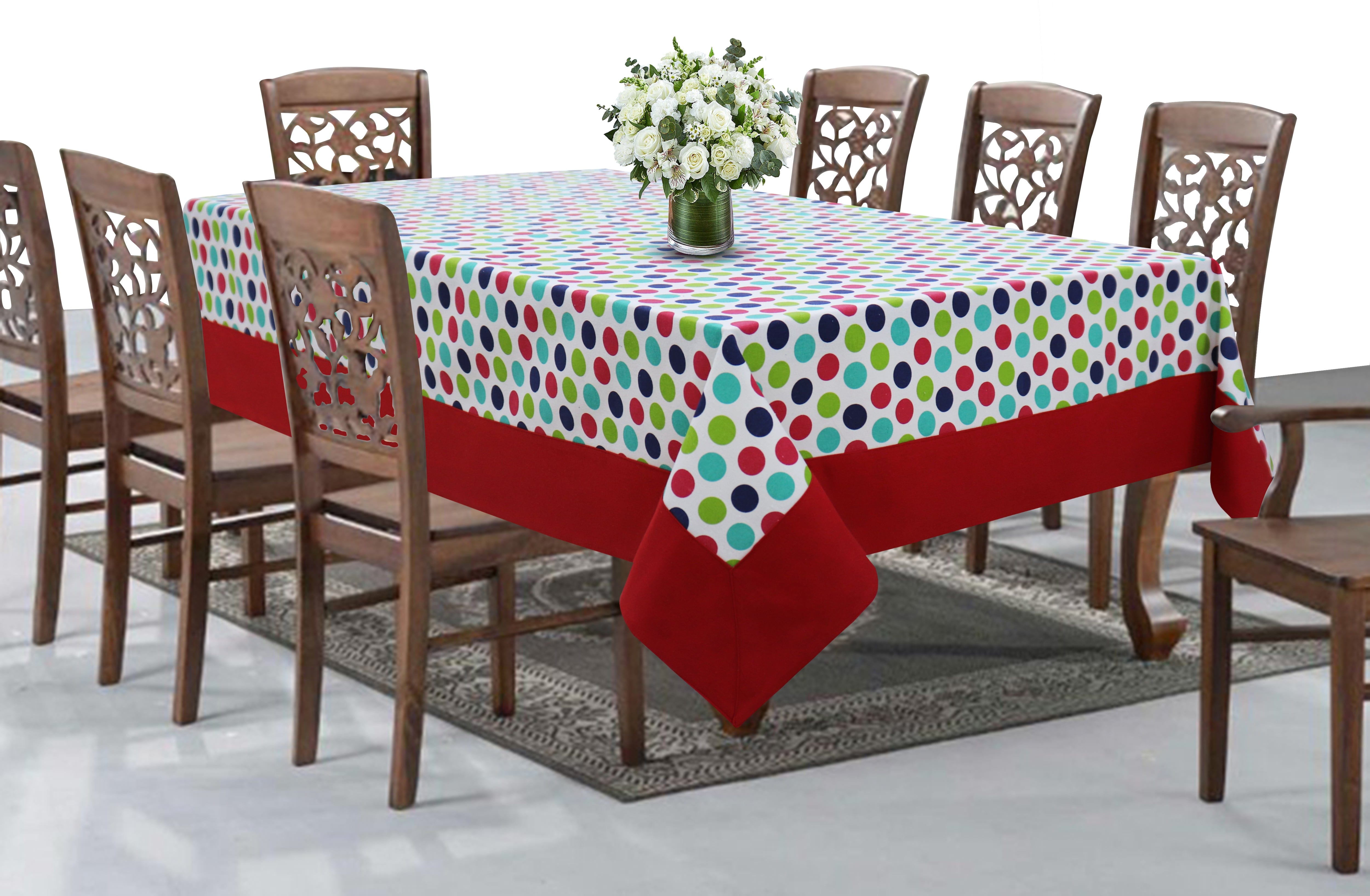 Cotton Singer Dot with Border 8 Seater Table Cloths