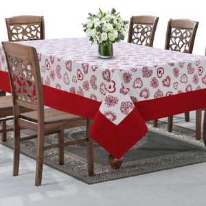 Cotton Red Heart with Border 8 Seater Table Cloths pack of 1 freeshipping - Airwill
