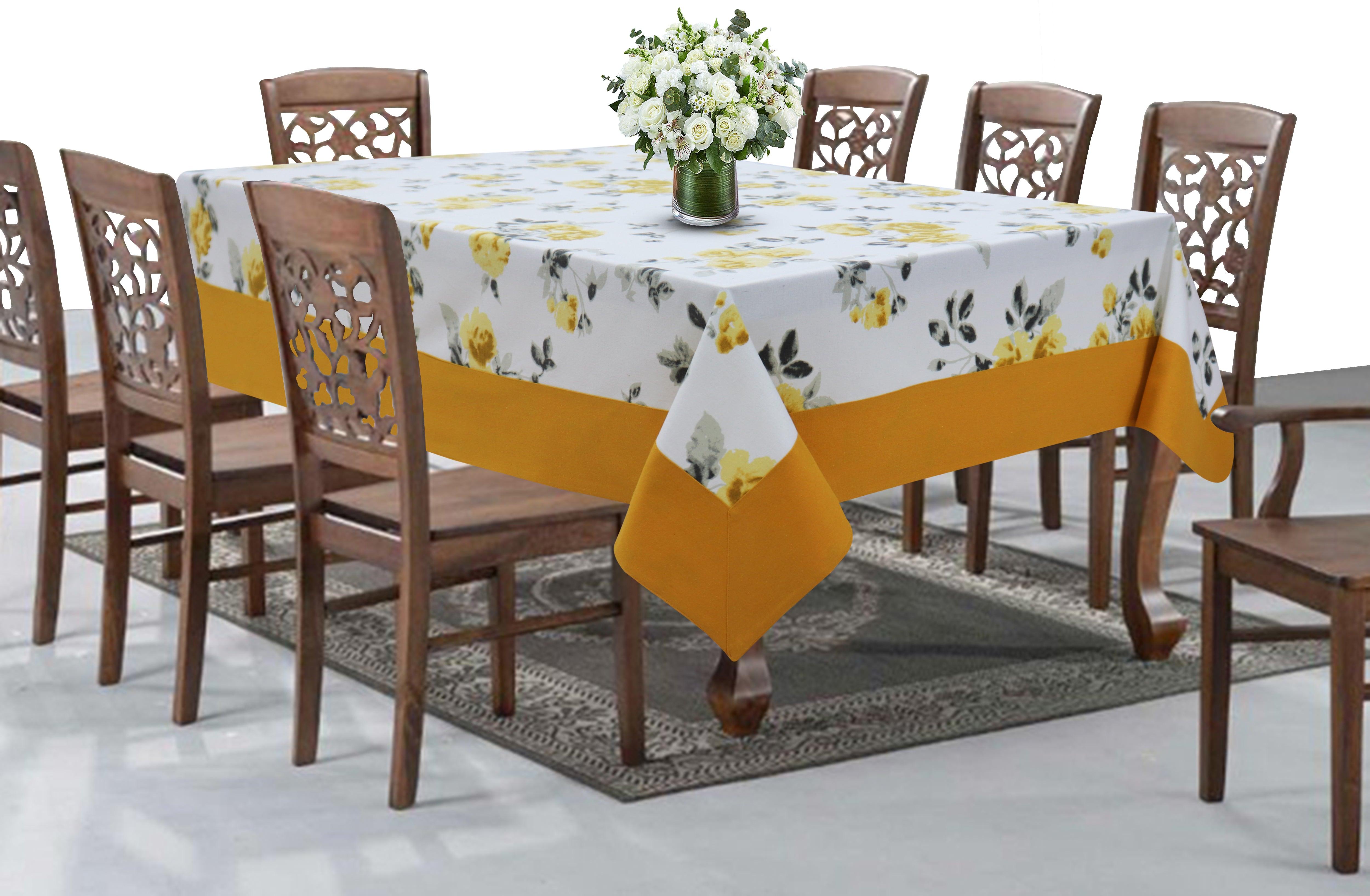 Cotton Elan Flower with Border 8 Seater Table Cloths