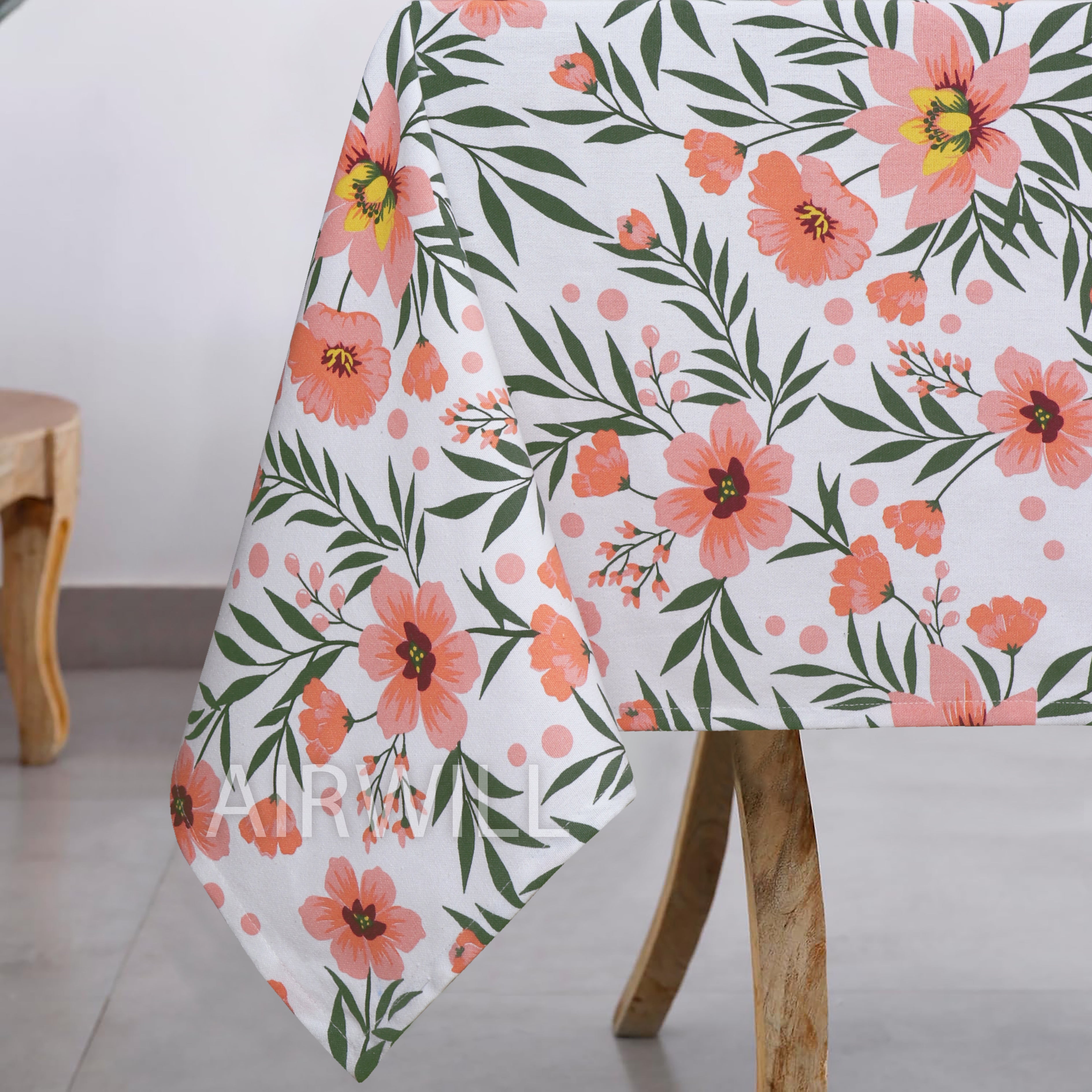 Cotton Floral Printed 6 Seater Table Cloths