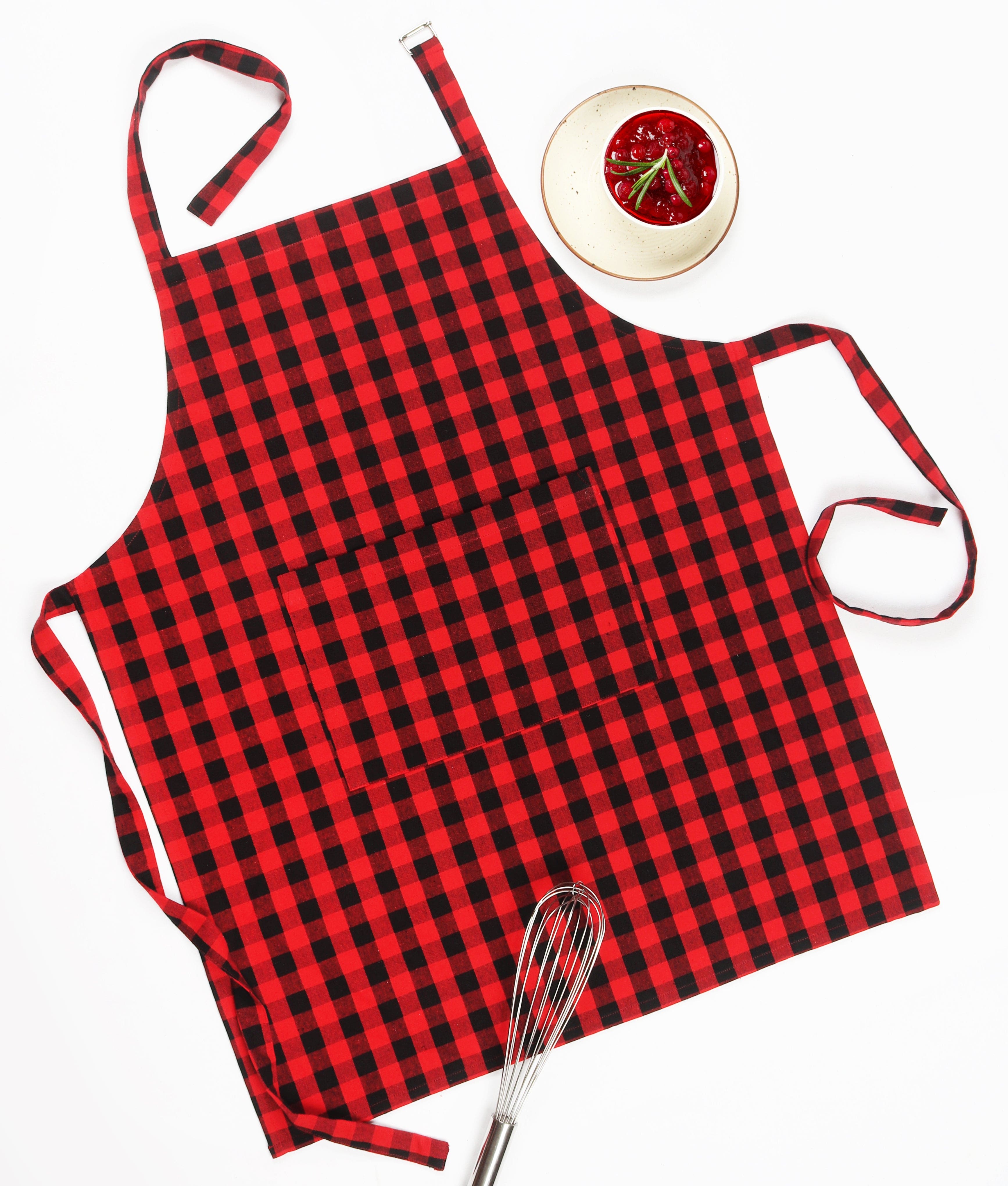 Cotton Christmas Check Free Size with Adjustable Buckle Apron