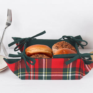 Cotton Christmas Check Pattern Dining & Kitchen Bread Basket