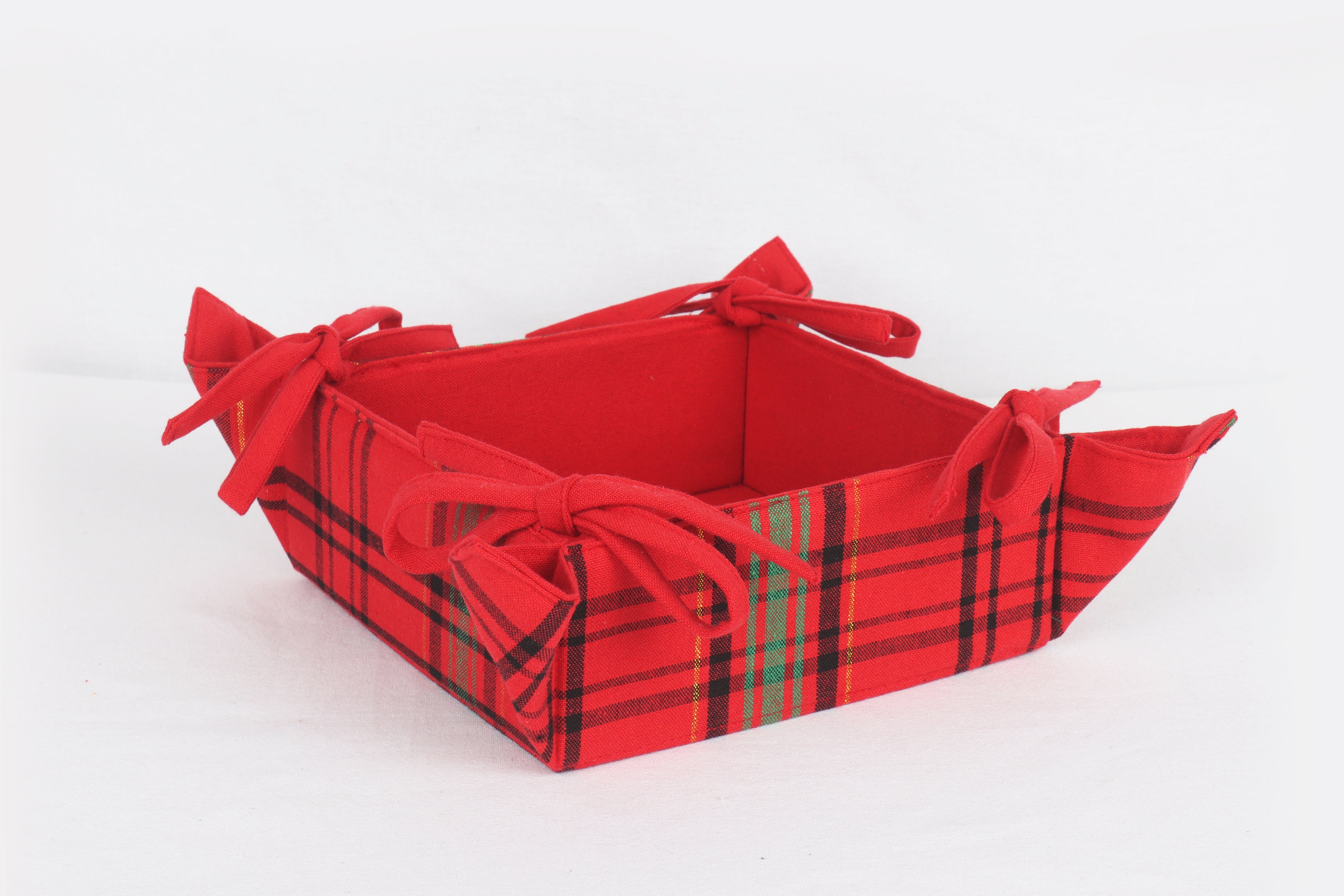 Cotton Christmas Checked Pattern Dining & Kitchen Bread Basket