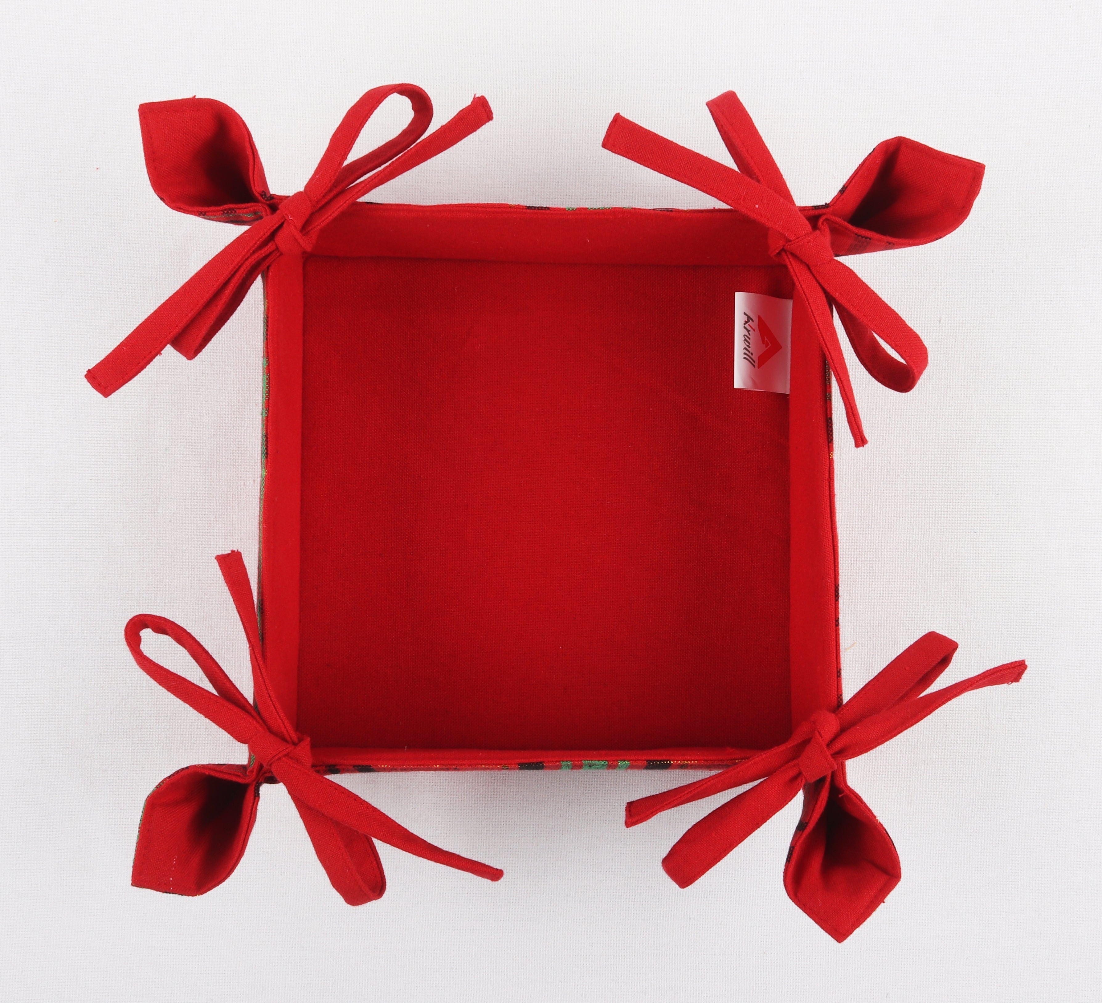 Cotton Christmas Checked Pattern Dining & Kitchen Bread Basket