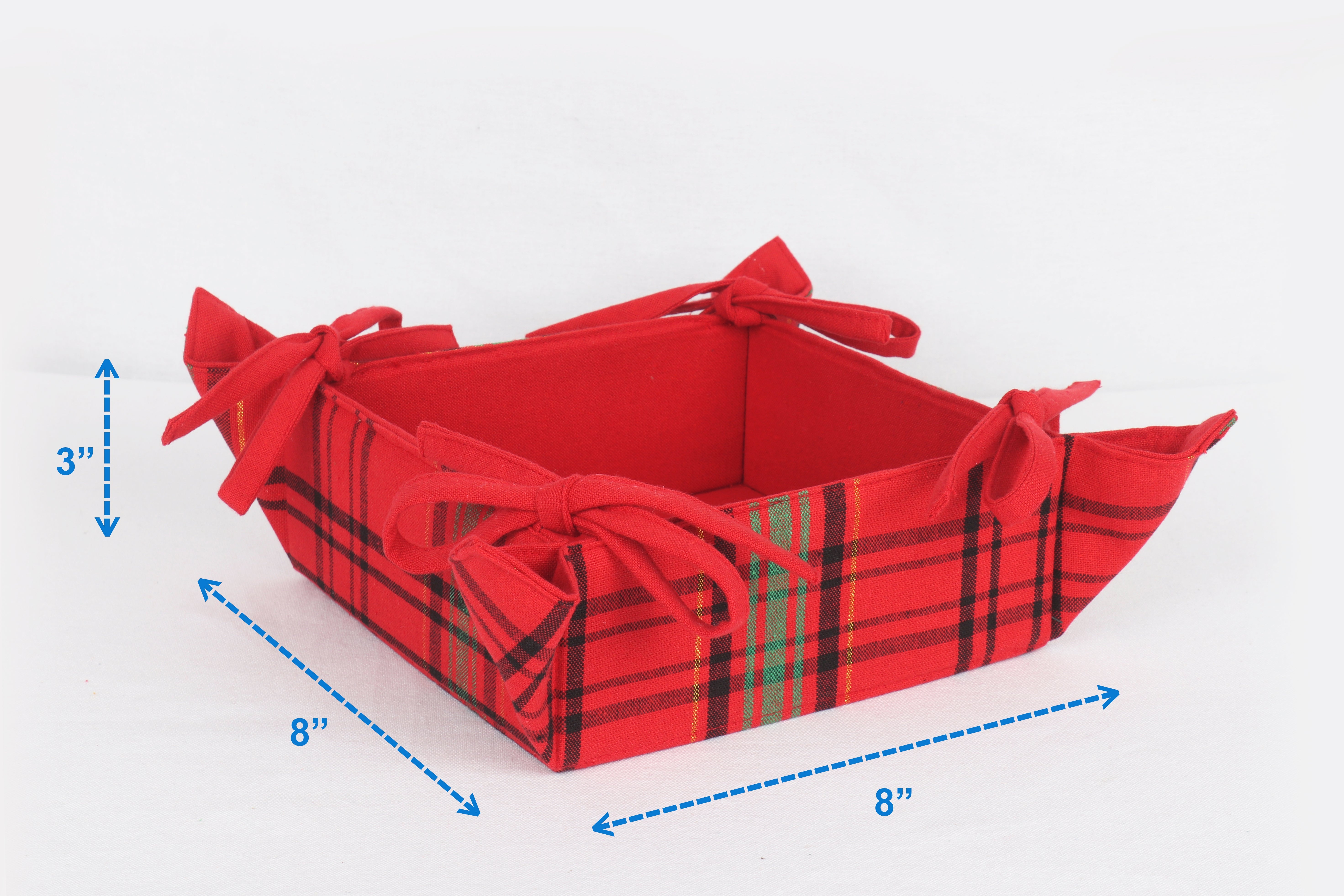 Cotton Christmas Checked Pattern Dining & Kitchen Bread Basket