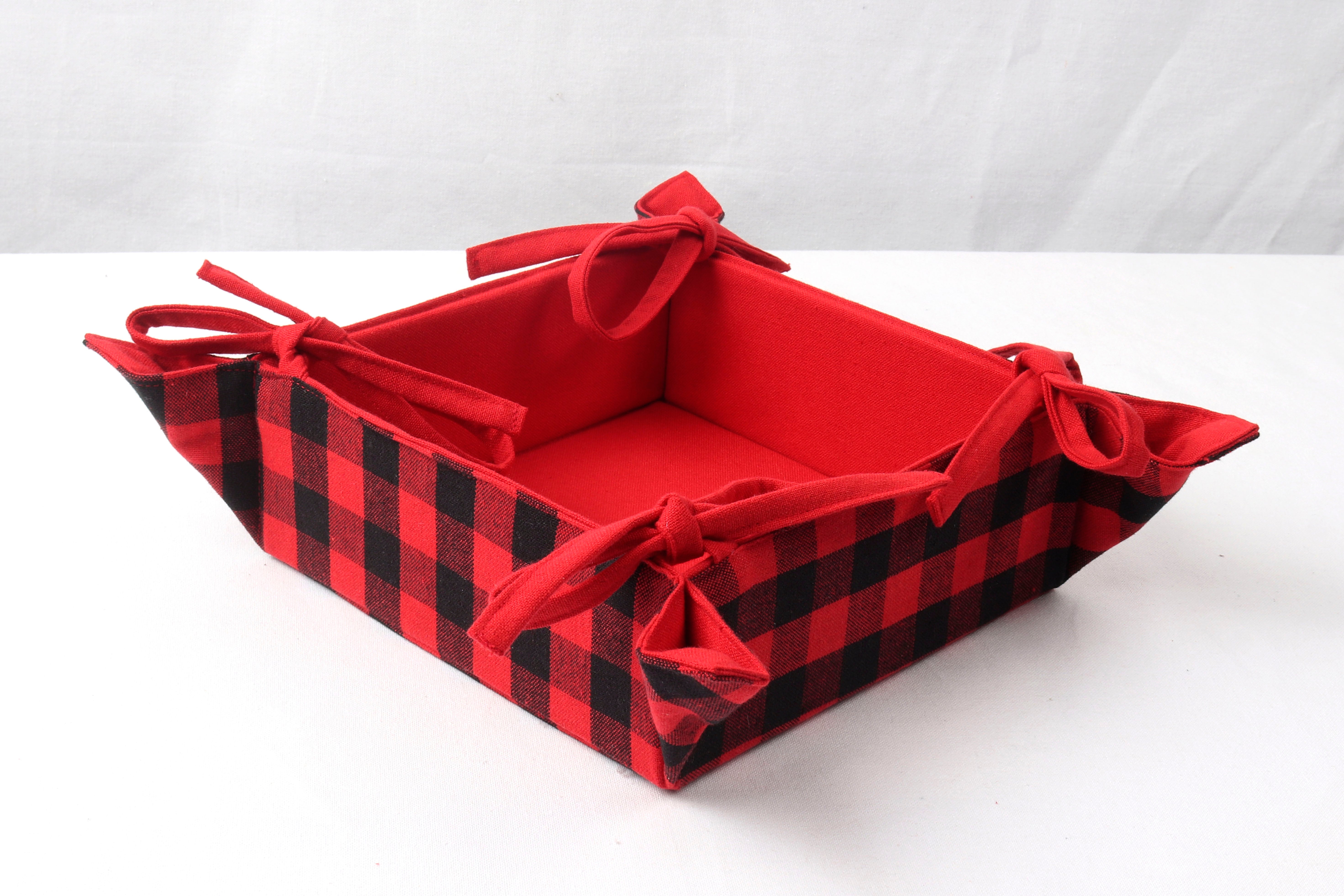 Cotton Christmas Check Pattern Dining & Kitchen Bread Basket