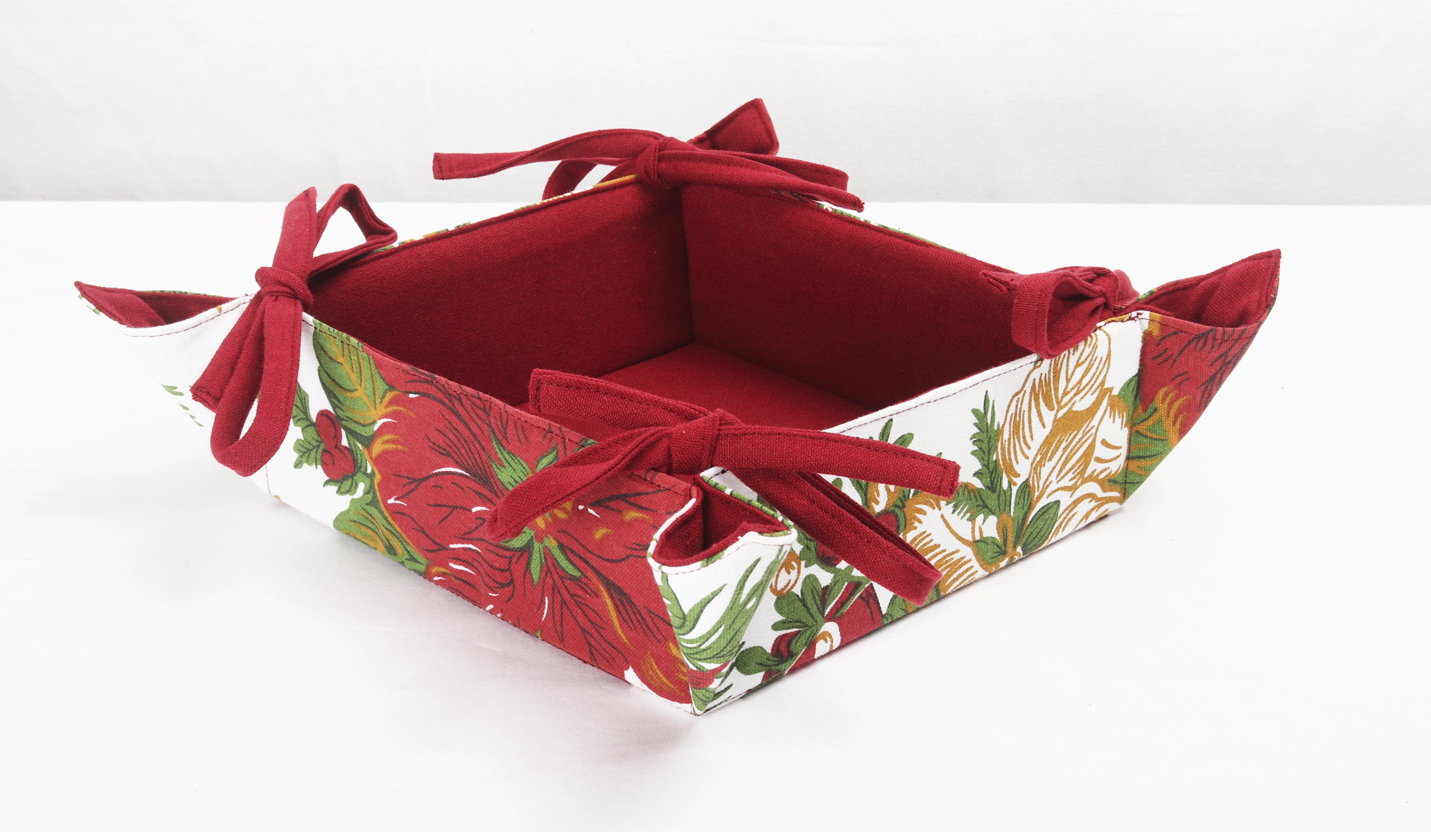 Cotton Christmas Floral Pattern Dining & Kitchen Bread Basket