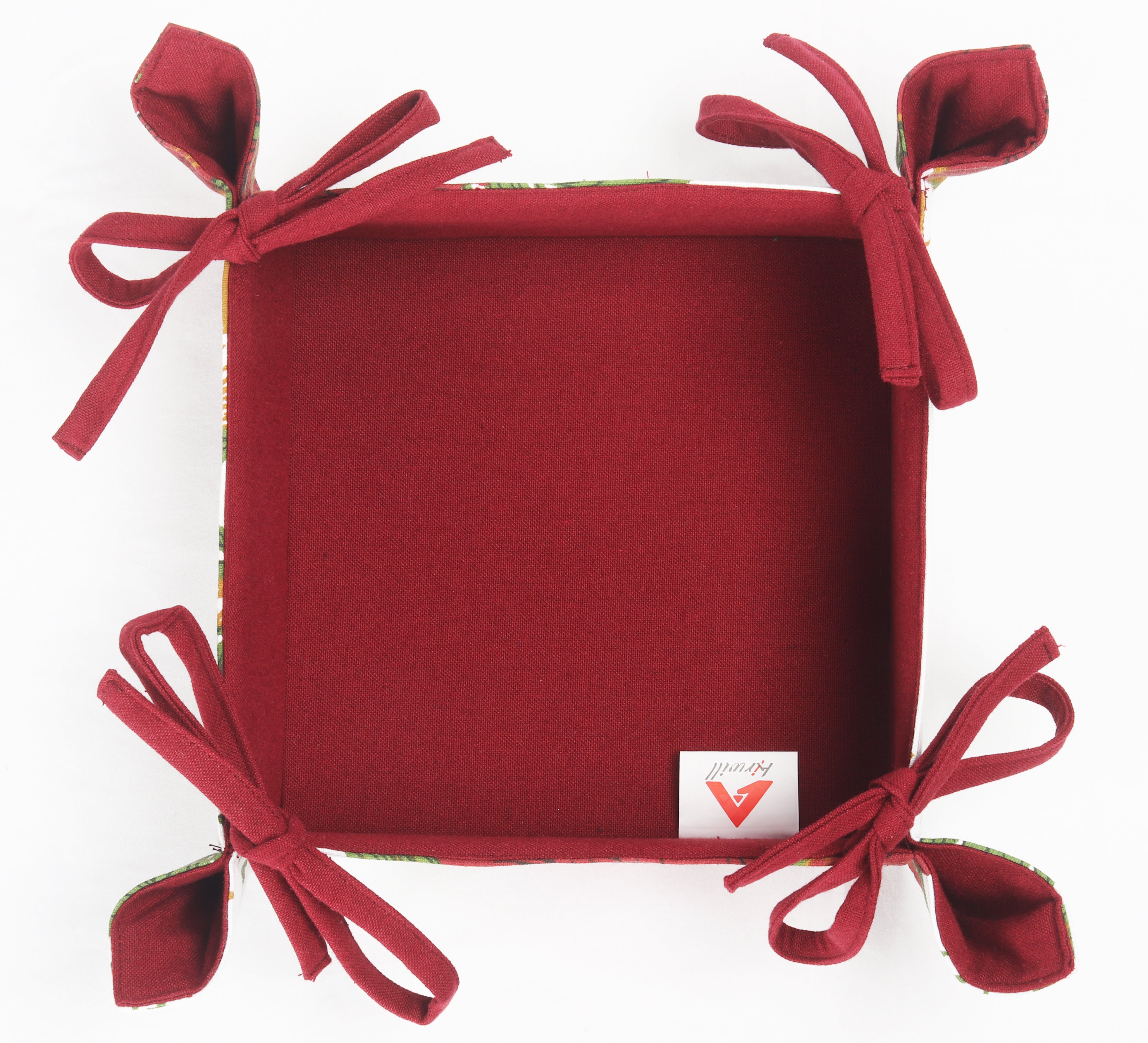 Cotton Christmas Floral Pattern Dining & Kitchen Bread Basket