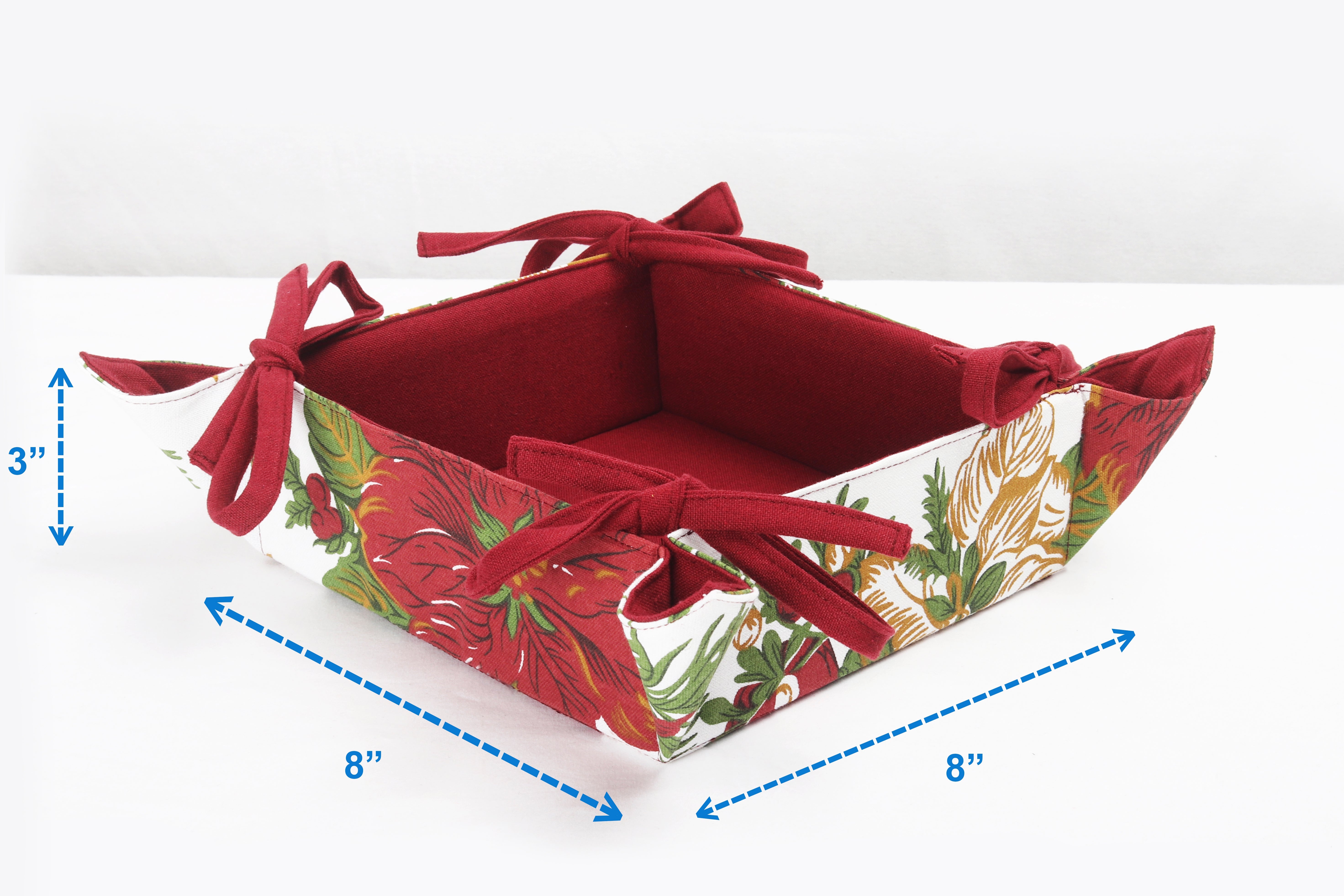 Cotton Christmas Floral Pattern Dining & Kitchen Bread Basket
