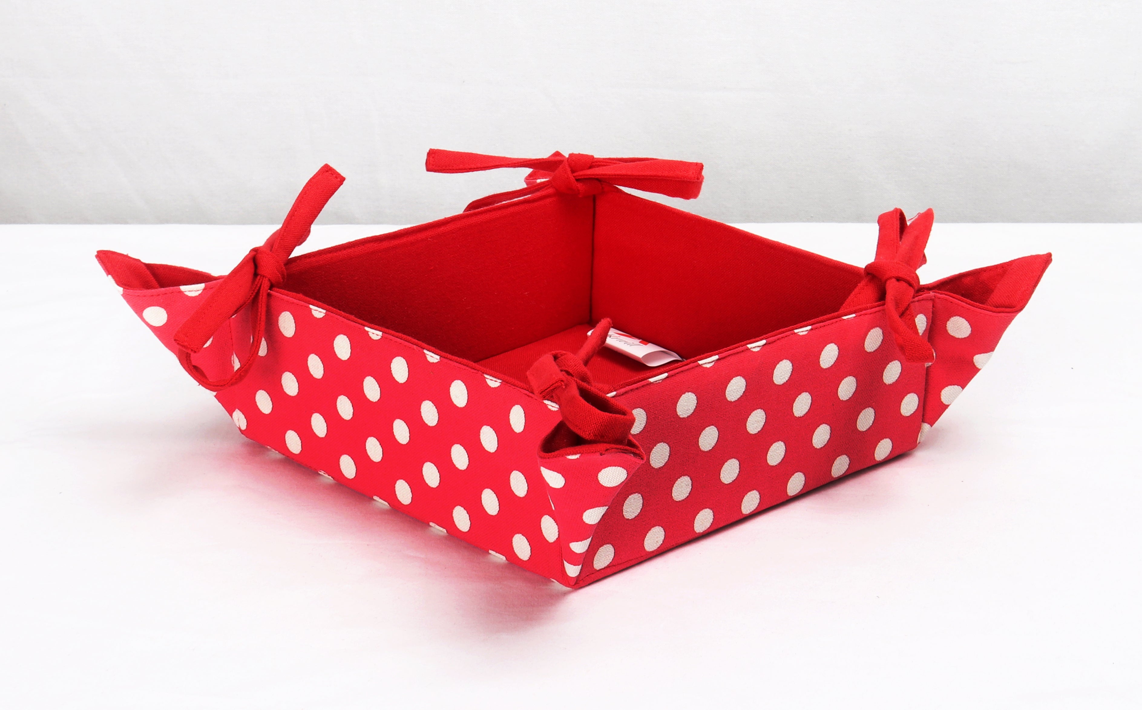 Cotton Christmas Red Polka Pattern Dining & Kitchen Bread Basket