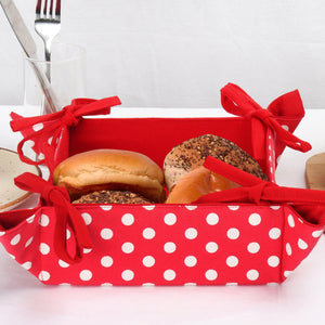 Cotton Christmas Red Polka Pattern Dining & Kitchen Bread Basket