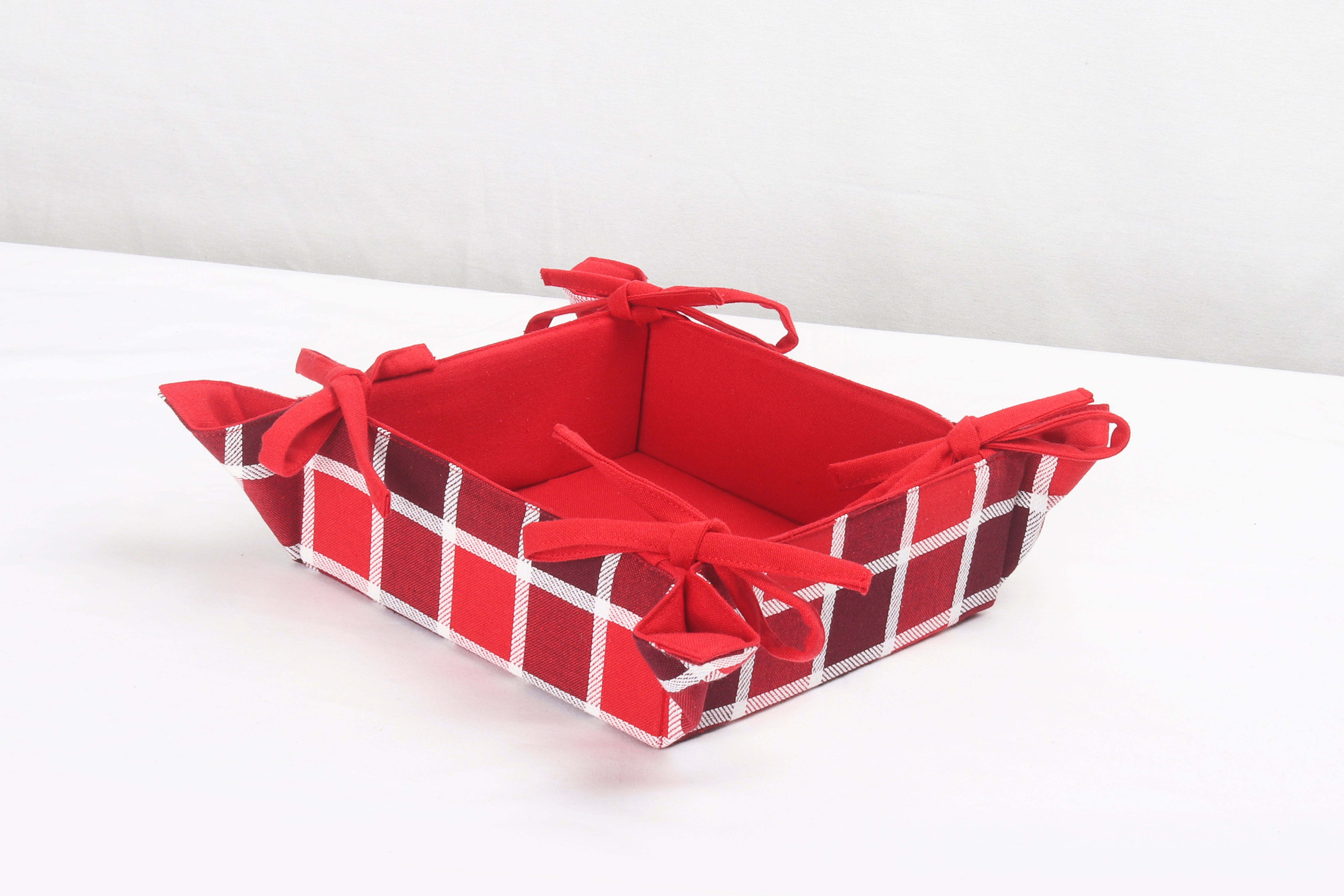 Cotton Christmas Dobby Checked Dining & Kitchen Bread Basket