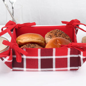 Cotton Christmas Dobby Checked Dining & Kitchen Bread Basket