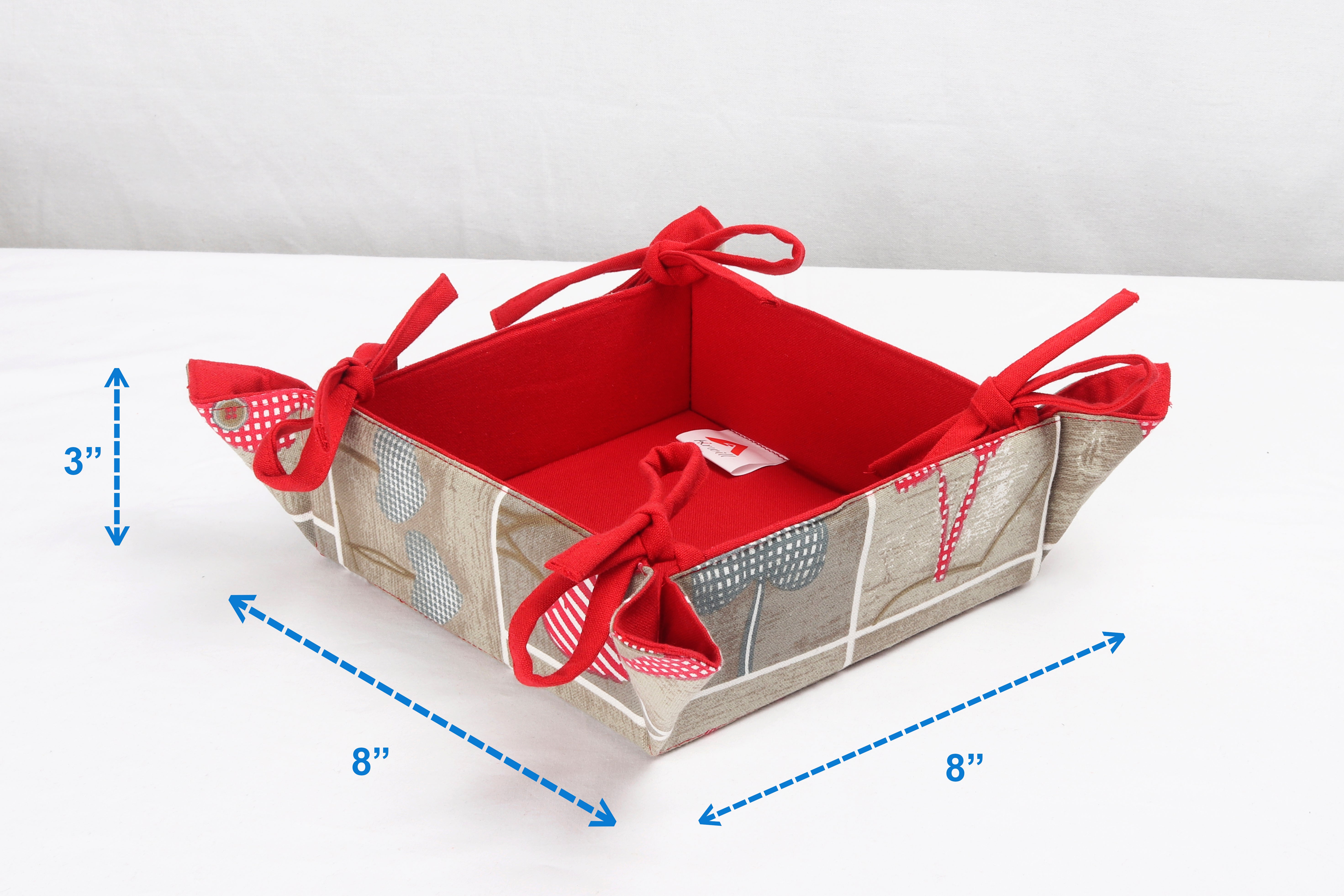 Cotton Christmas Heart Printed Pattern Dining & Kitchen Bread Basket