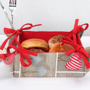 Cotton Christmas Heart Printed Pattern Dining & Kitchen Bread Basket