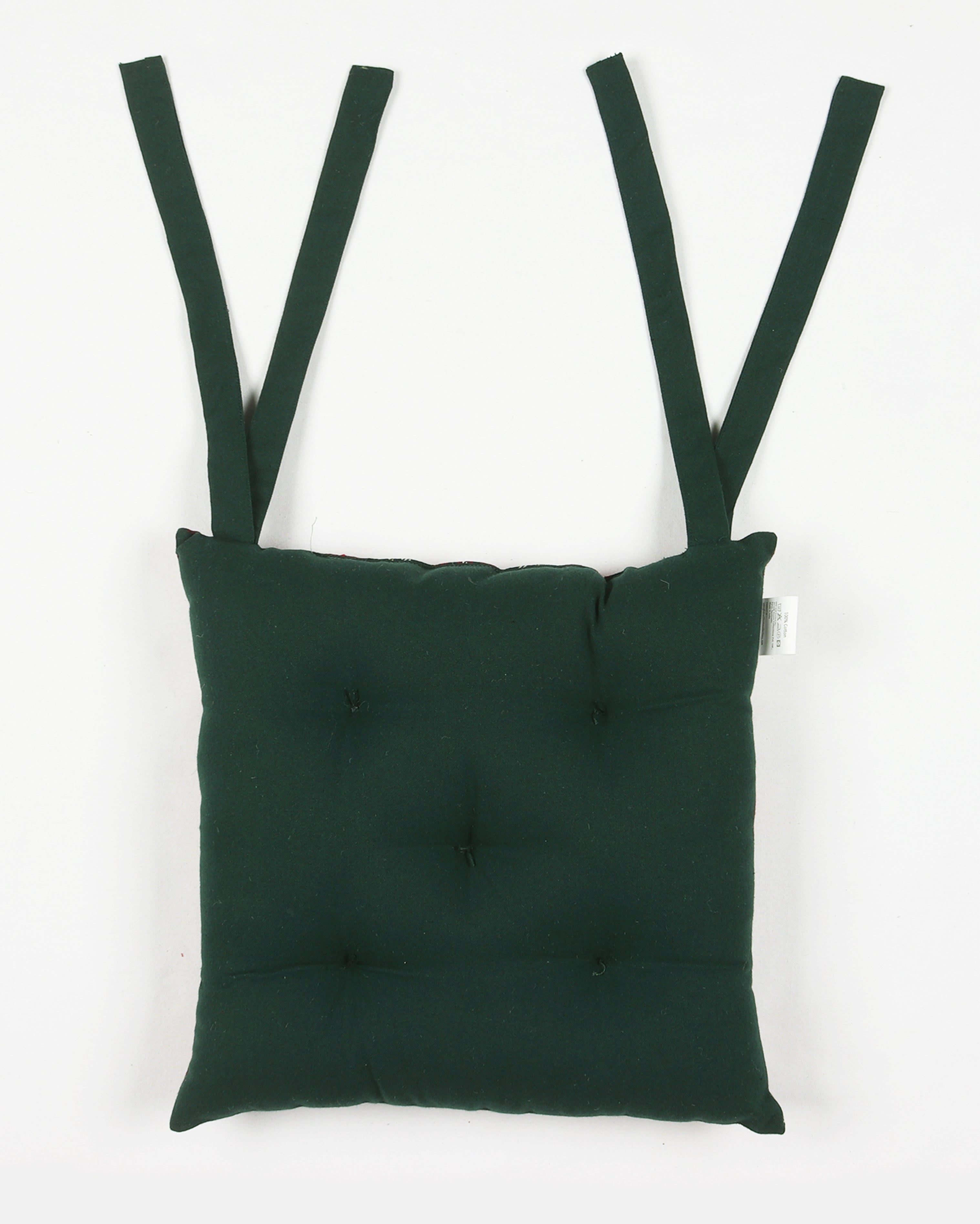 Cotton Red Christmas Pattern Checked Chair Pads, Pack Of 2