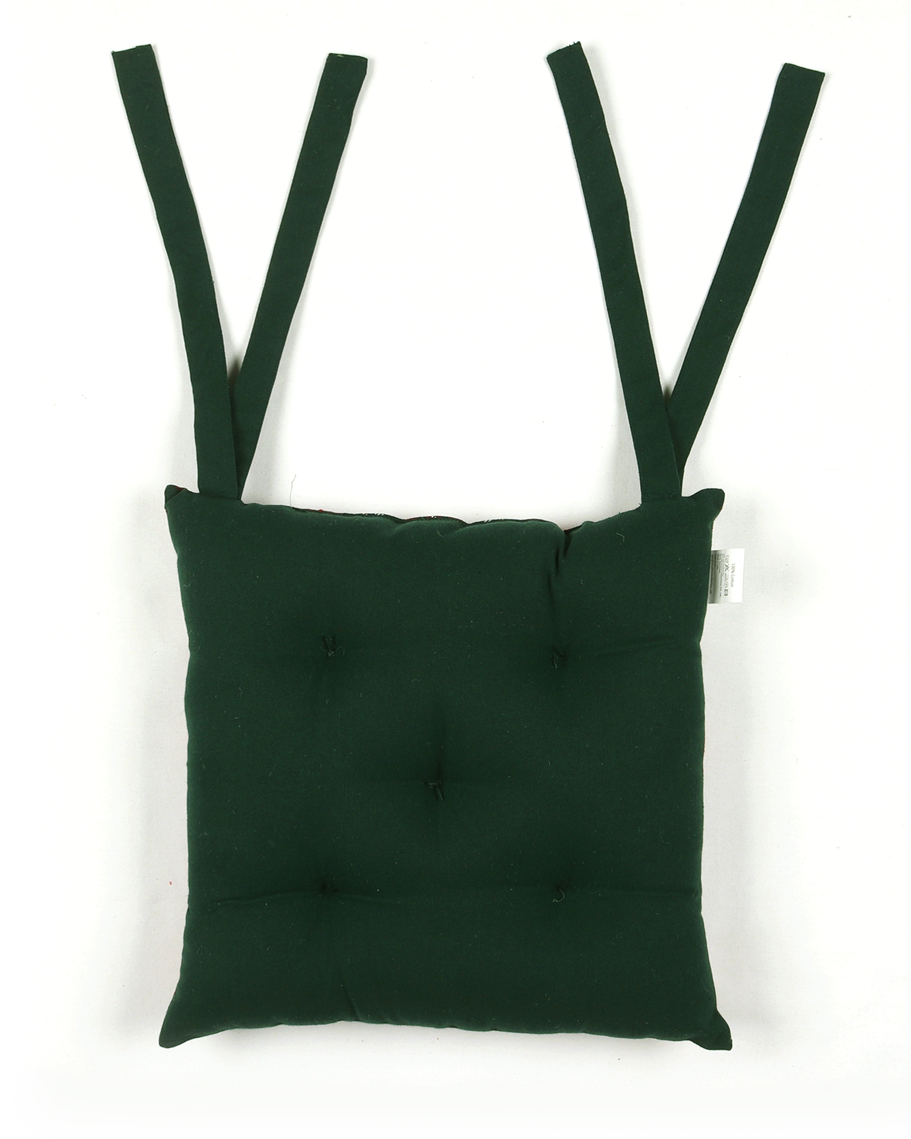 Cotton Christmas Pattern Solid Chair Pads, Pack Of 2