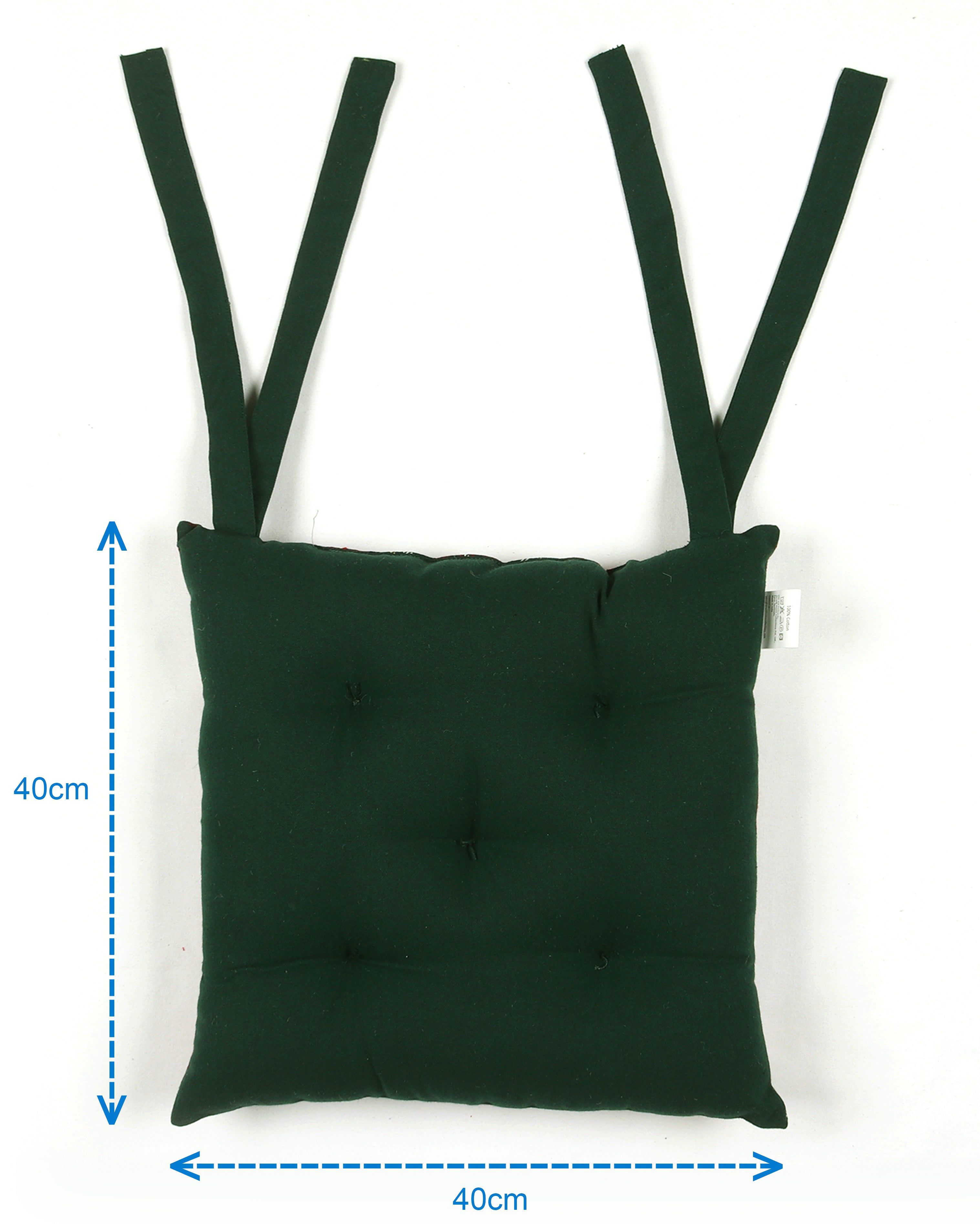 Cotton Christmas Pattern Solid Chair Pads, Pack Of 2