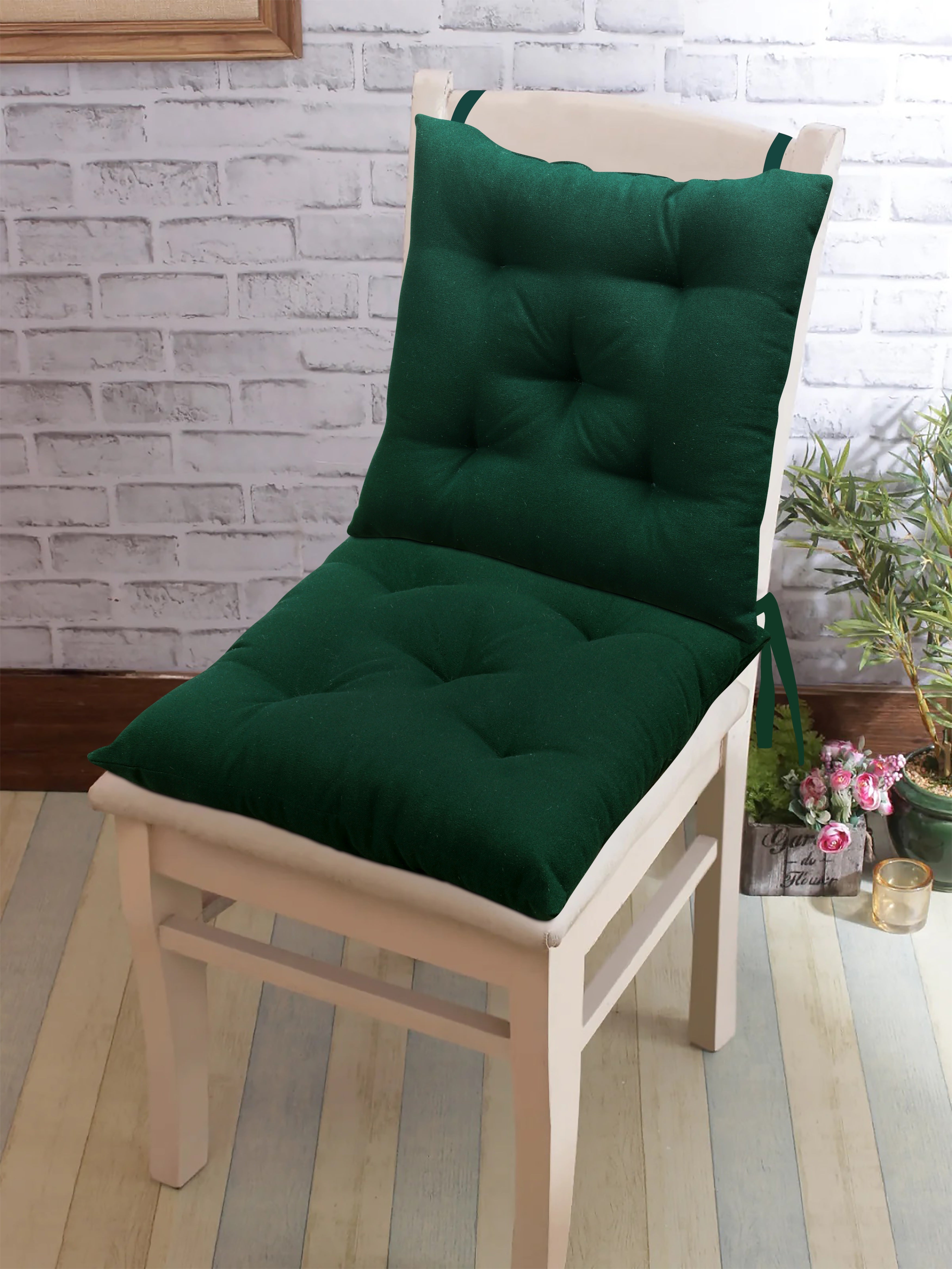 Cotton Christmas Pattern Solid Chair Pads, Pack Of 2