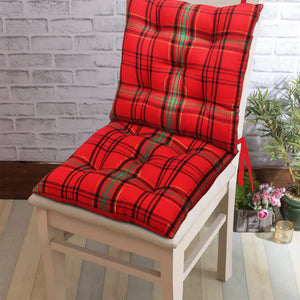Cotton Christmas Pattern Checked Chair Pads, Pack Of 2