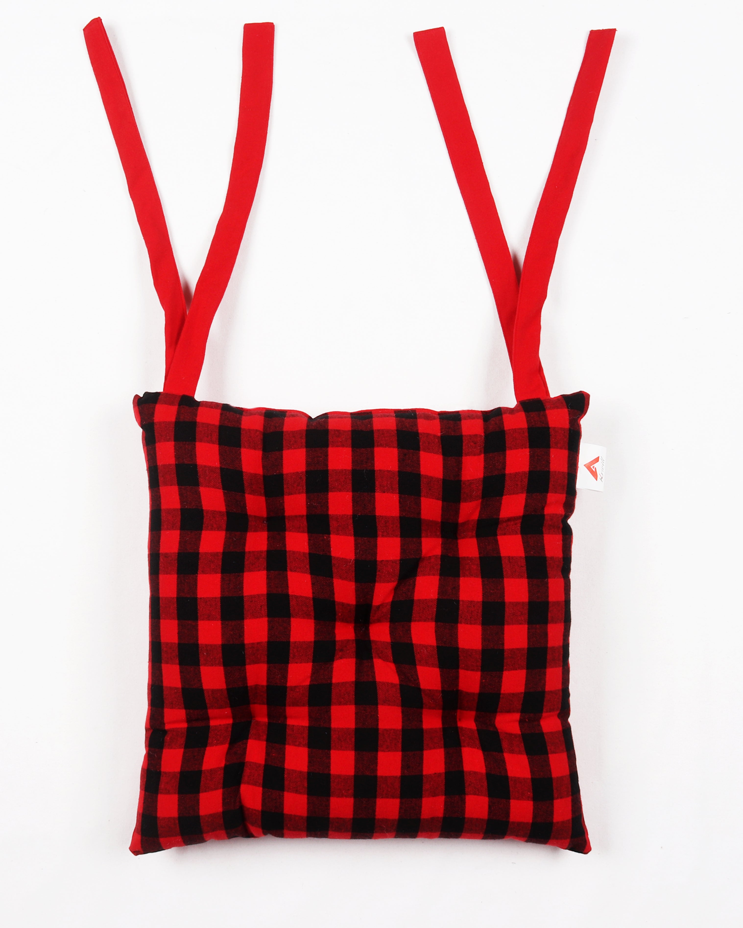 Cotton Christmas Pattern Checked Chair Pads, Pack Of 2