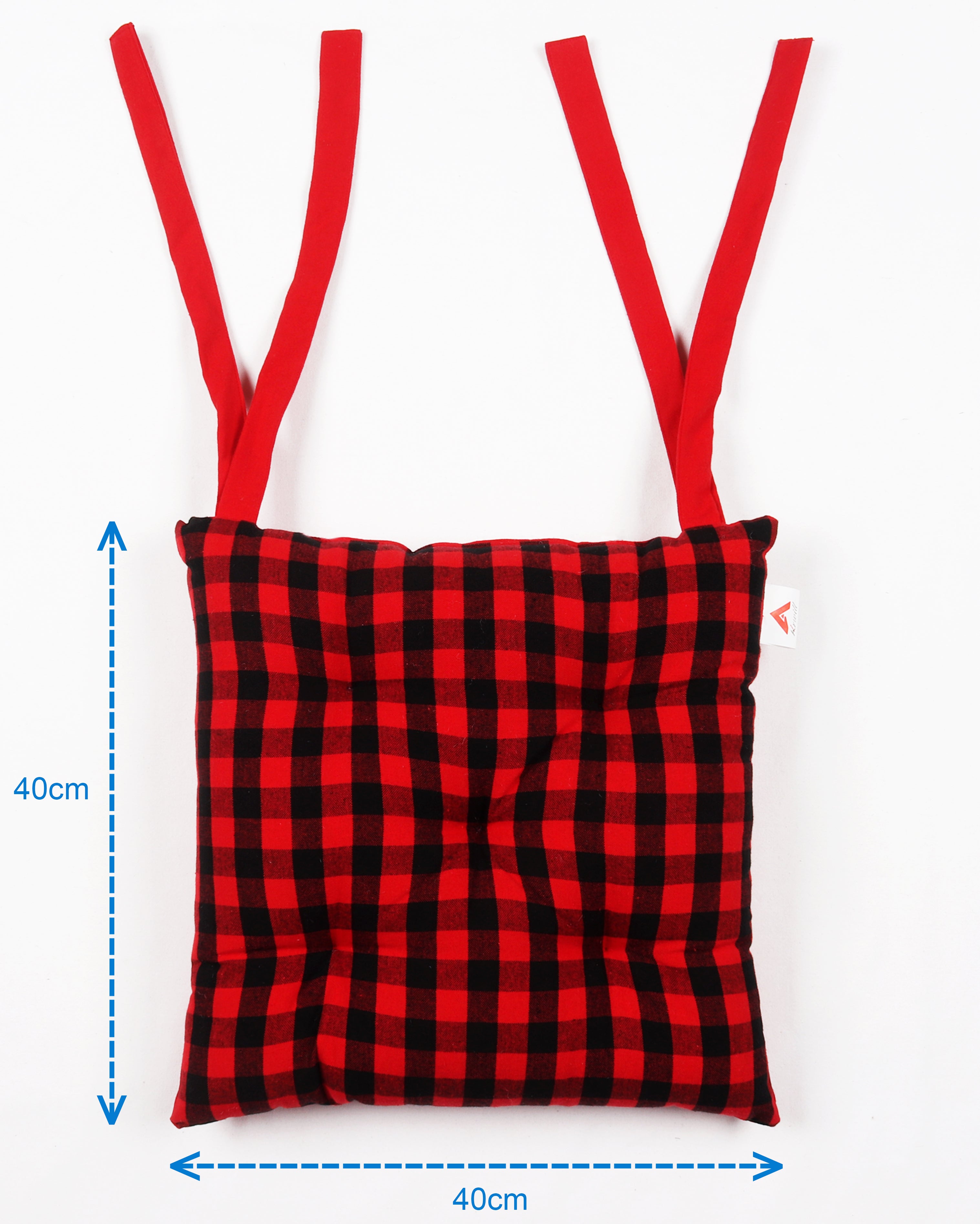 Cotton Christmas Pattern Checked Chair Pads, Pack Of 2