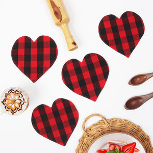 Cotton Tea Coasters Shaped Heart/Bell/Star/Bomb - Pack Of 4