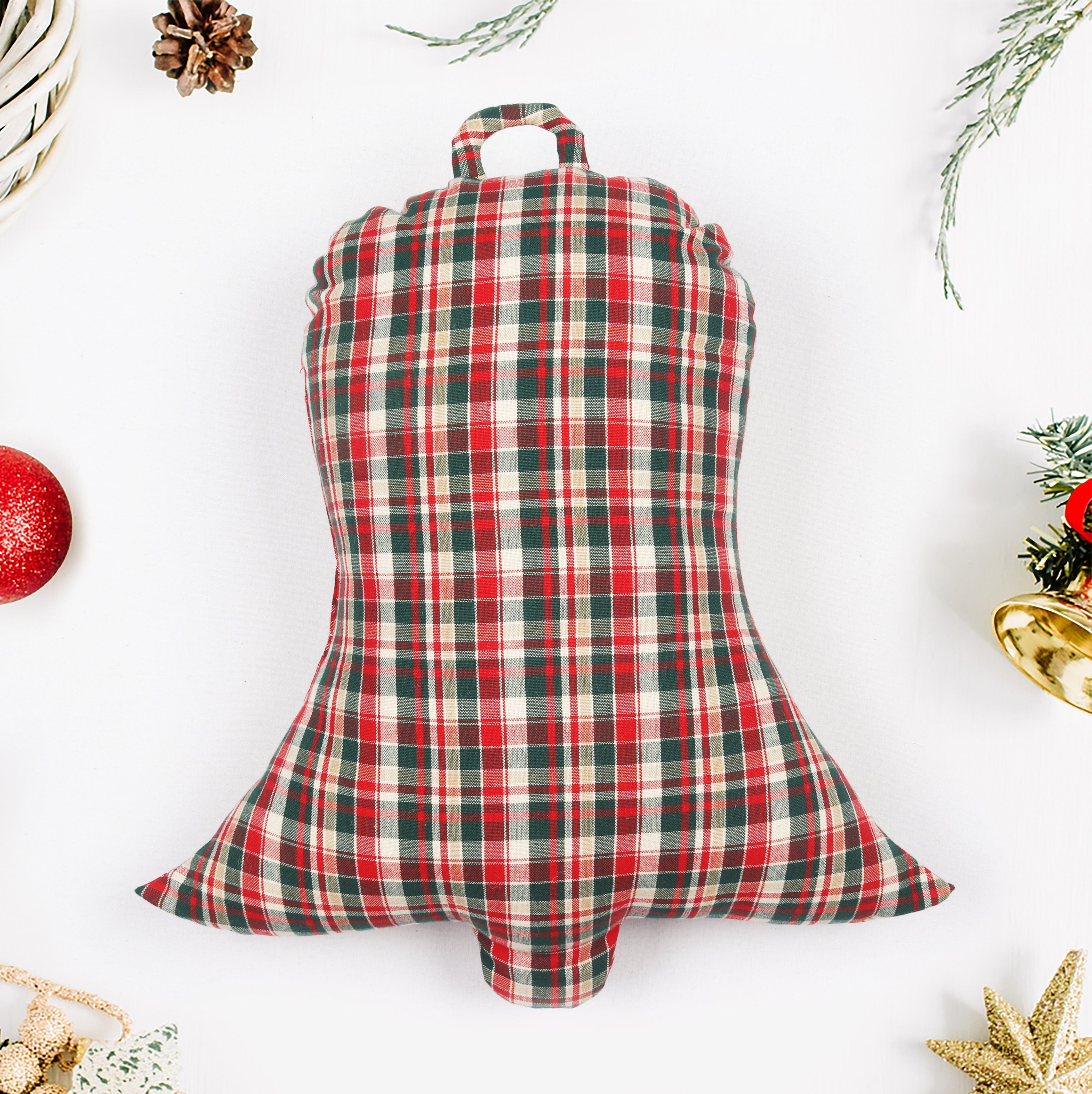 Cotton Christmas Traditional Designed, Bell / Candy / Star / Tree Shaped Cushion with Recron Filled