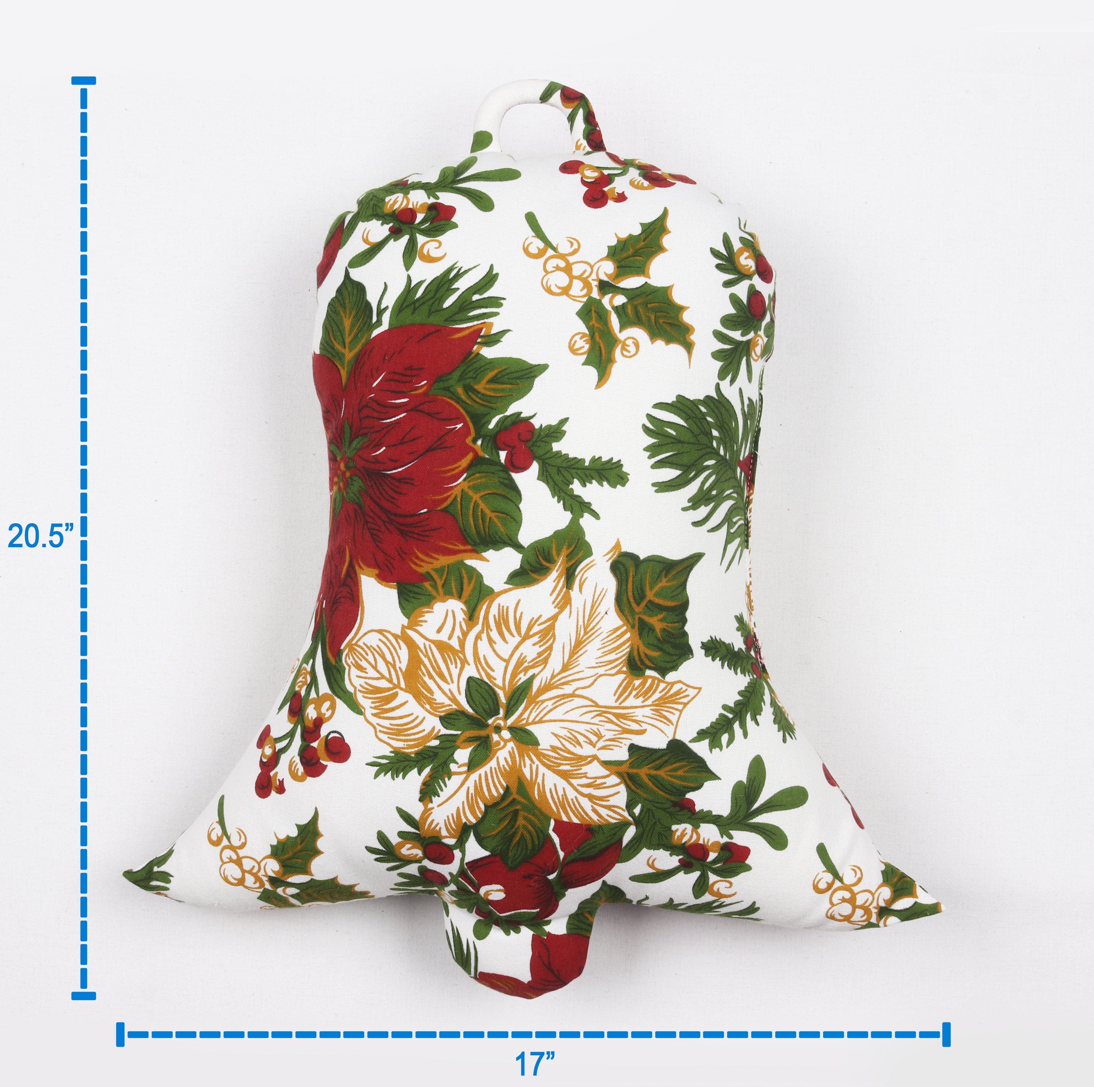 Cotton Christmas Floral Designed, Bell / Candy / Star / Tree Shaped Cushion with Recron Filled