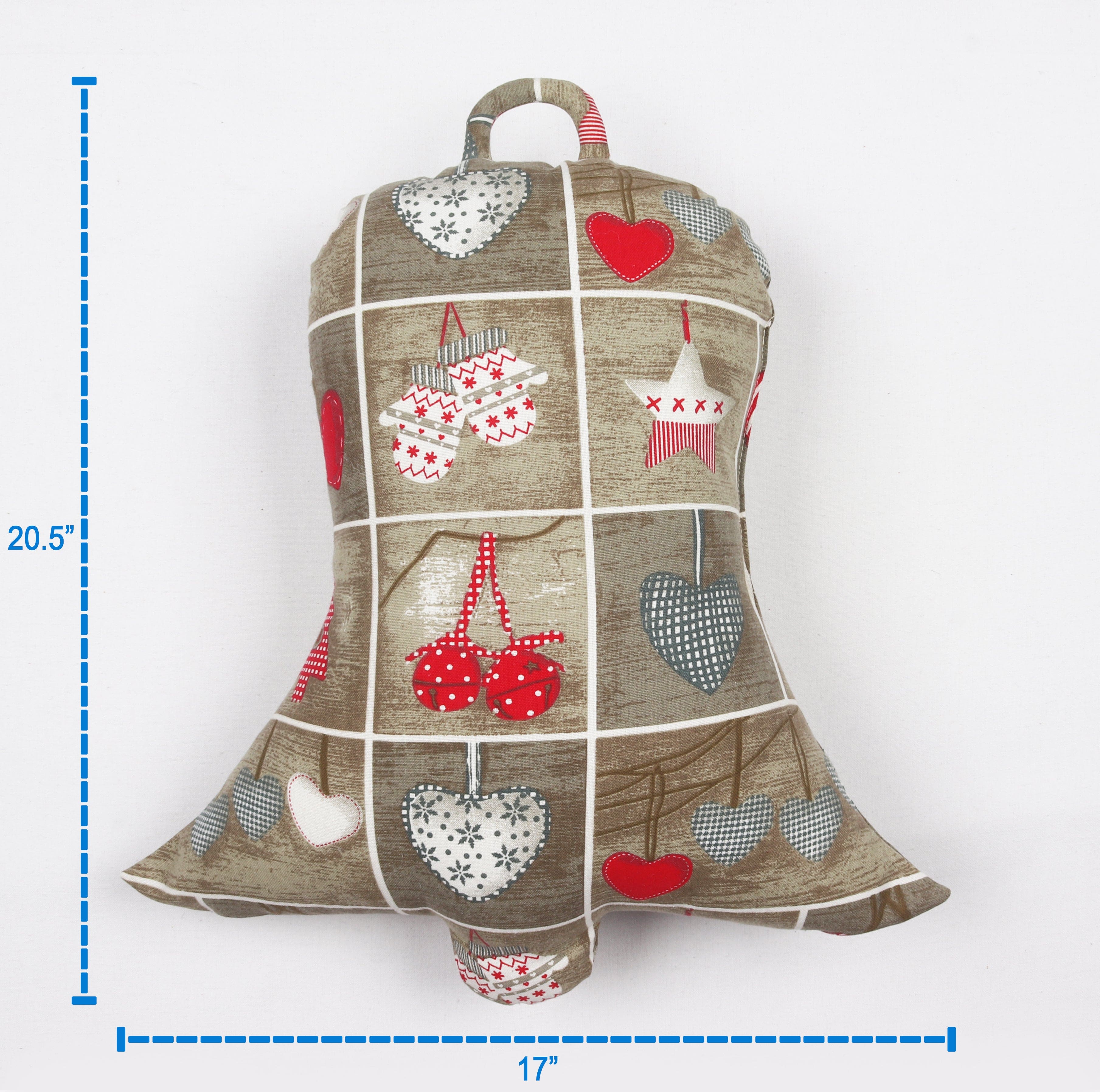 Cotton Christmas Heart Designed, Bell / Candy / Star / Tree Shaped Cushion with Recron Filled
