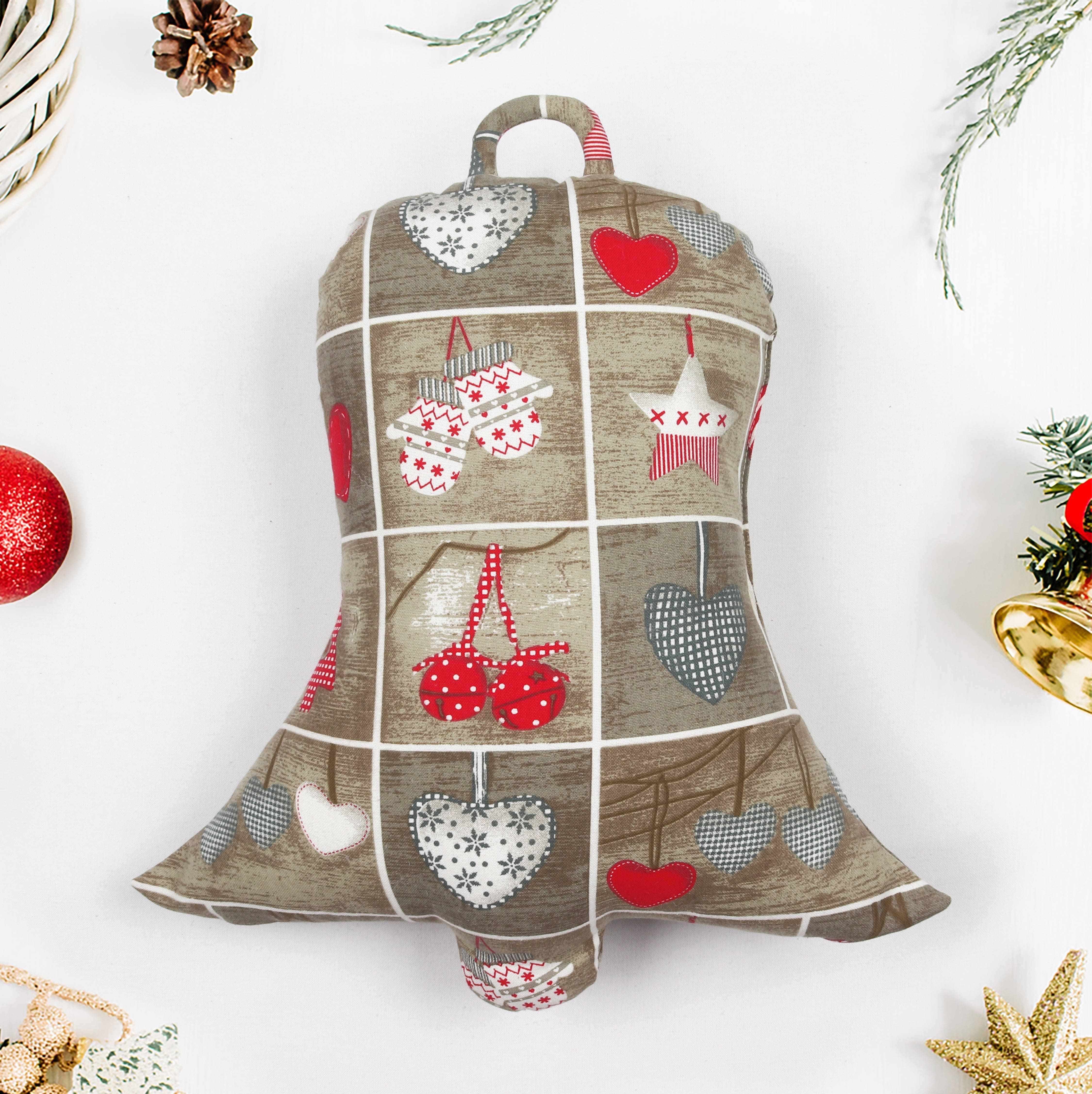 Cotton Christmas Heart Designed, Bell / Candy / Star / Tree Shaped Cushion with Recron Filled