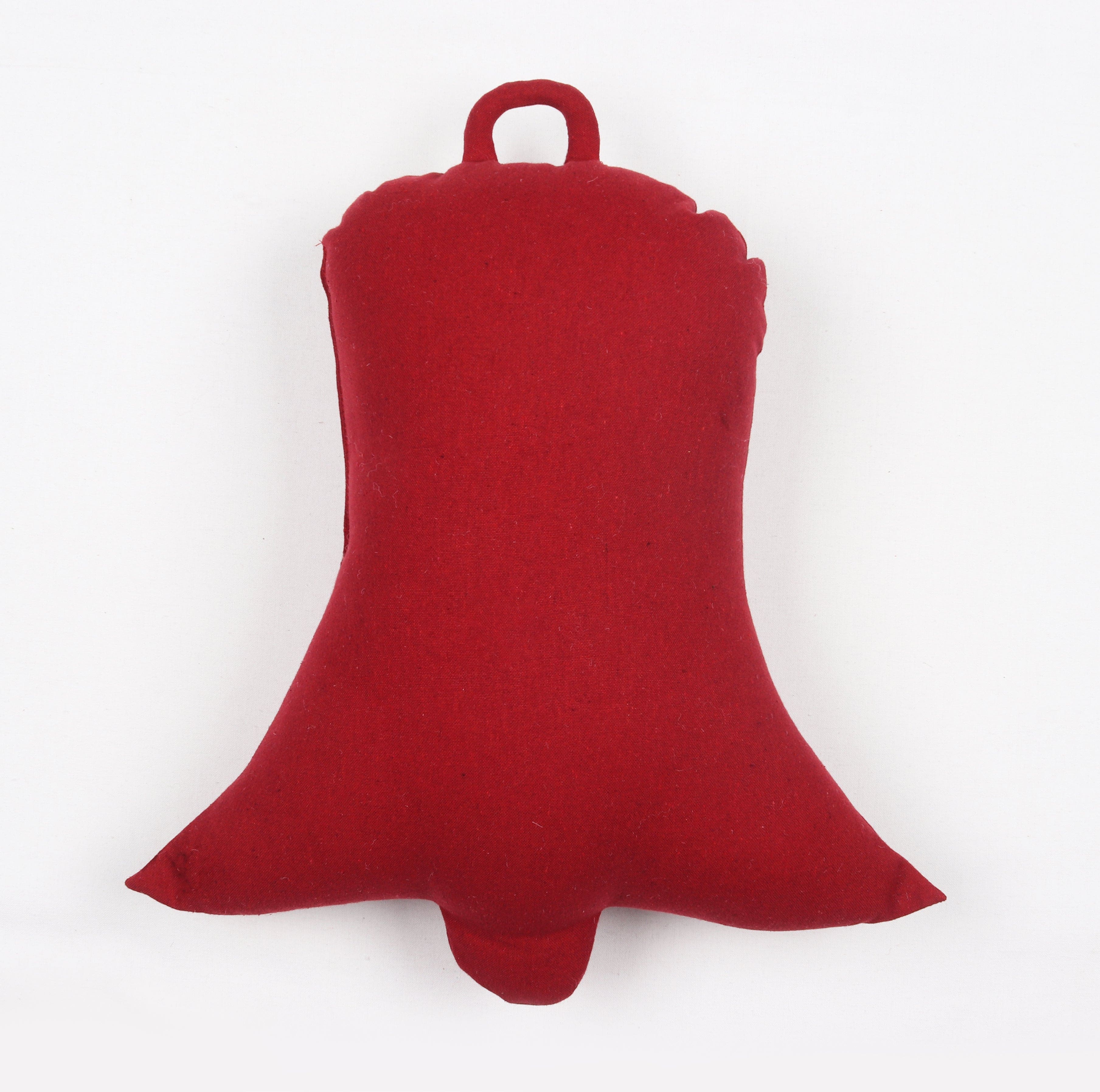Cotton Christmas Solid Red Pattern Designed, Bell / Candy / Star / Tree Shaped Cushion with Recron Filled