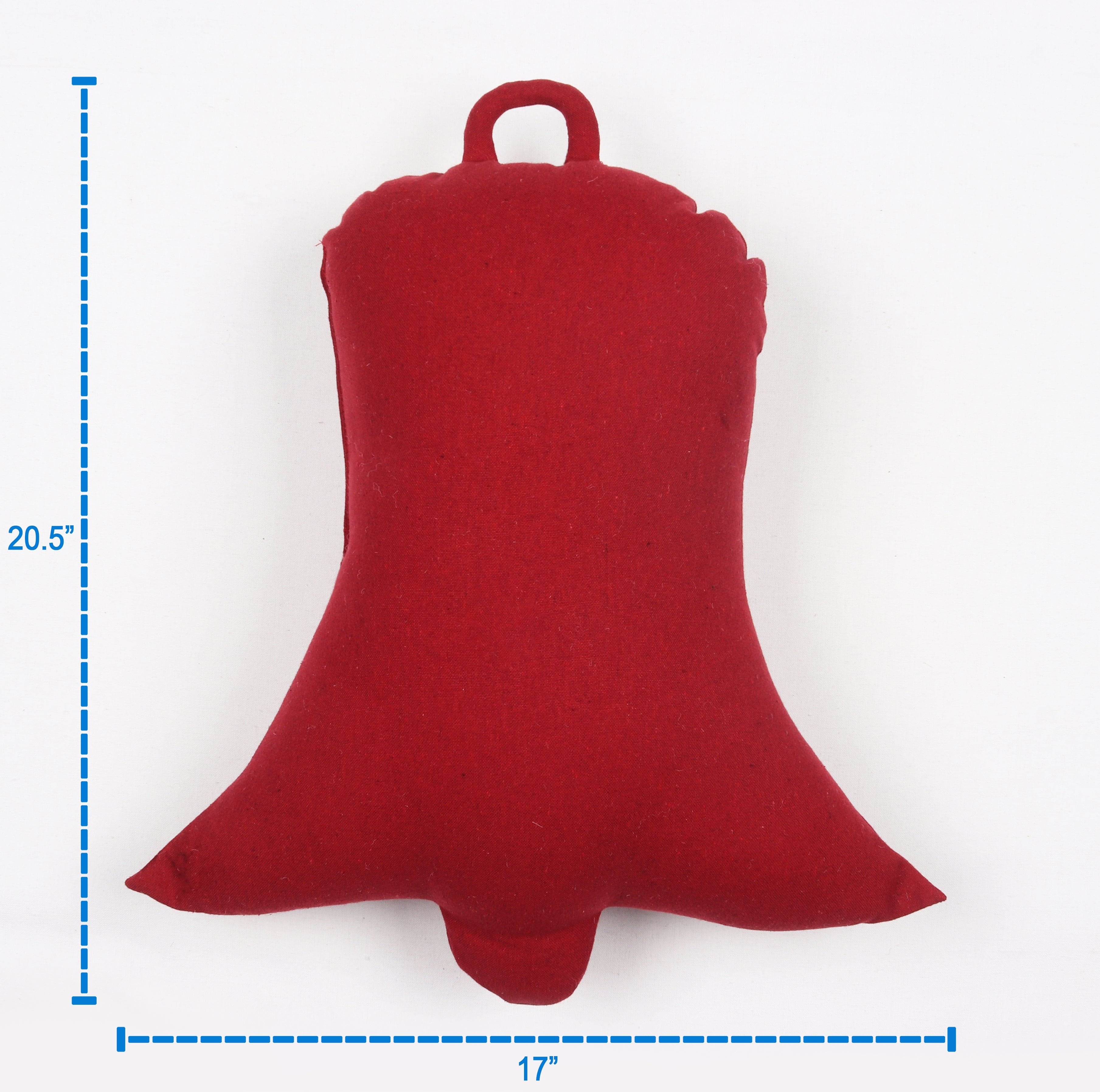 Cotton Christmas Solid Red Pattern Designed, Bell / Candy / Star / Tree Shaped Cushion with Recron Filled