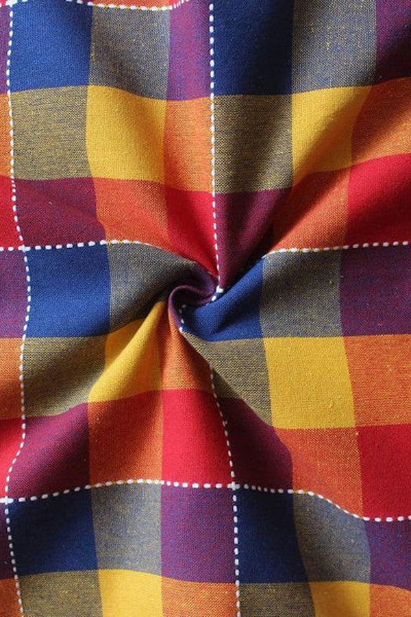 Cotton Adukalam Check With Blue Solid Pocket Free Size Apron