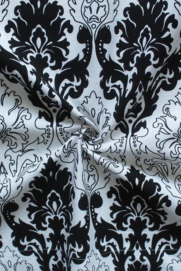 Cotton Black and White Damask with Solid Pocket Free Size Apron