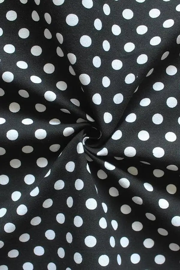 Cotton Black Polka Dot with Solid Pocket Free Size Apron