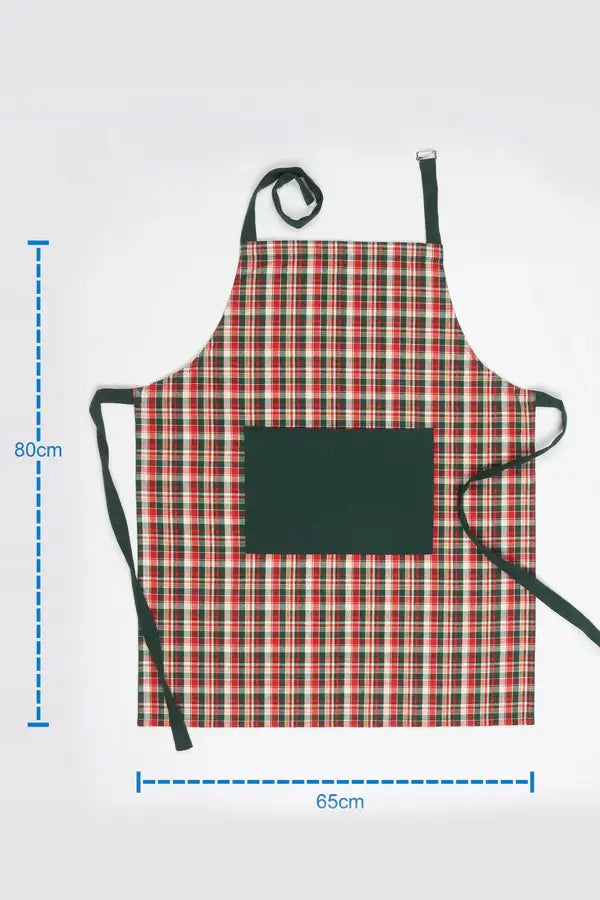 Cotton Christmas Check Free Size with Adjustable Buckle Apron