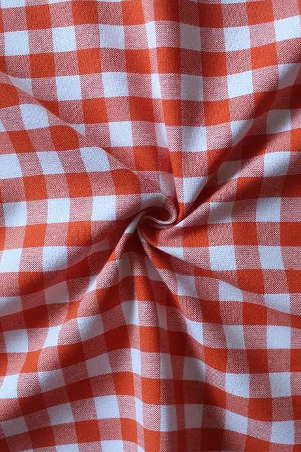 Cotton Gingham Check Orange Free Size Apron