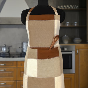 Cotton 4-Way Dobby Brown Free Size Apron