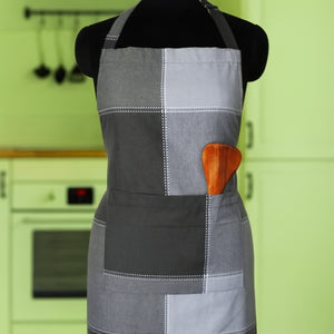 Cotton 4-Way Dobby Grey Free Size Apron