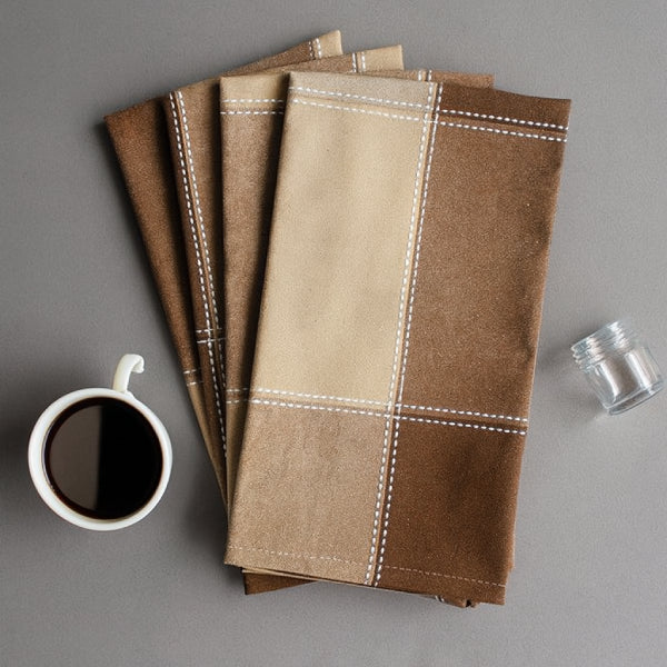 Cotton 4 Way Dobby Brown Kitchen Towels Pack Of 4