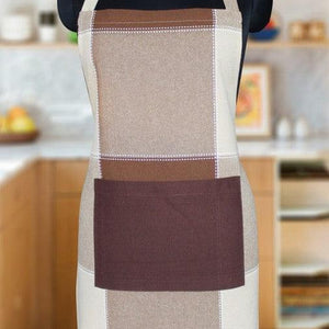 Cotton 4 Way Dobby Brown With Solid Pocket Free Size Apron